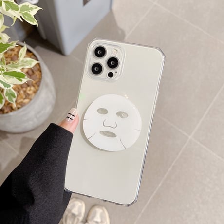 フェイスパック グリップ付 iphone13pro/12ケース   美容マスク クリア耐衝撃iphoneXR/11カバー   頑丈  多機能M952
