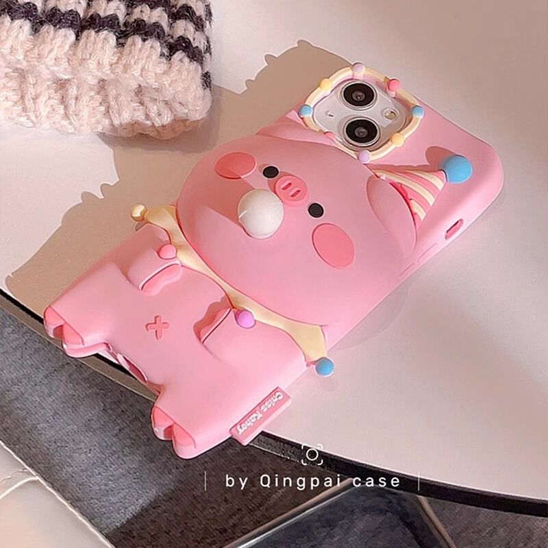 バブルスクイーズ iphone15/15proケース ピンクブタちゃん iphone14/13