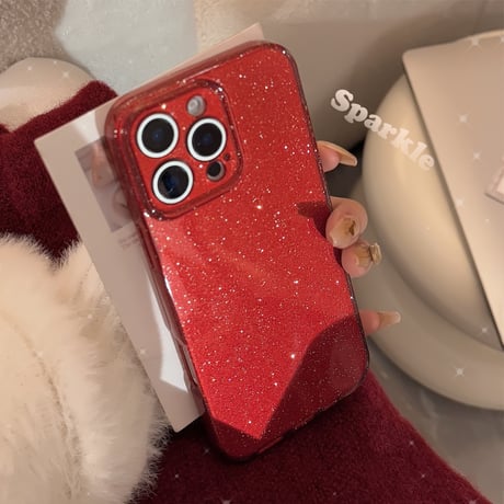 ワインレッド iPhone16pro/16ケース キラキラ ラメ入り アイフォン15pro/14/13promaxケース かわいい 女子力アップ [M5078]