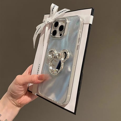 ダイヤミラー付 iPhone16/16Proカバー ジュエリーストラップ キラキラ iPhone15/14/13proケース おしゃれ かわいい [M4646]