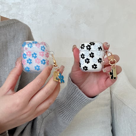 春向け Airpods第四世代ケース 花柄 キーチェーン付 AirpodsPro2ケース airpods3カバー 大人可愛い ギフトにおすすめ [M5187]