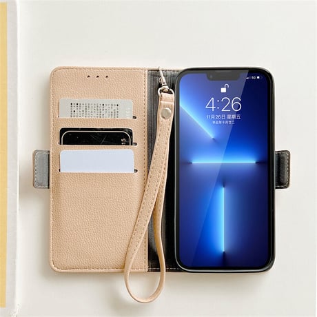 手帳型 iphone14pro/13miniケース 立体花 カード入れ3個 iphone12mini/11promaxカバー お札入れ1個 ストラップ付 可愛い レザー[M2184]