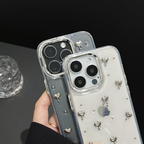 ハート iPhone15/15pro/15plusケース キラキララメ アイフォン14plus/13pro/12ケース 女子力アップ 黄ばまない[M4509]