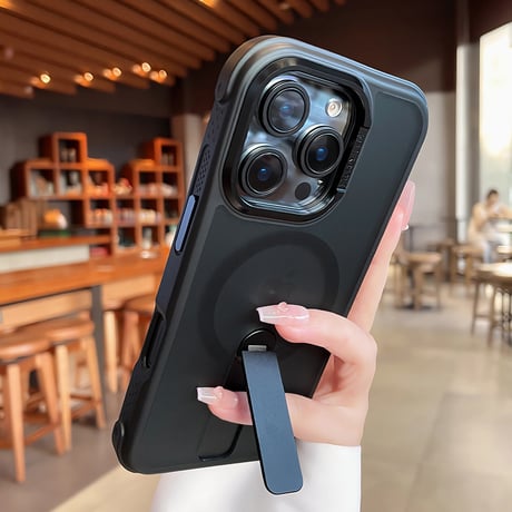 スタンド付 iPhone17Pro/16promaxケース 指紋防止耐衝撃 iPhone15Pro/14promaxカバー Magsafe充電 [M5534]