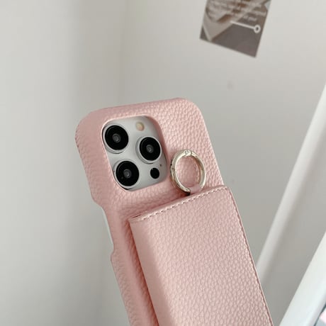 鏡 カード入れ4個 アイフォン15/14proケース 革製 iPhone13mini/12/11カバー リング/肩掛けストラップ 高品質シック 12色[M3260]