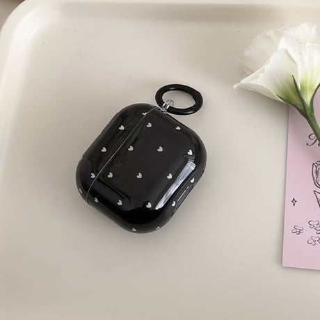 ハート柄 Airpods 4ケース リボンキーホルダーとリング付 Airpods3/Pro2ケース airpodsproカバー 可愛い 女子力高い[M5093]