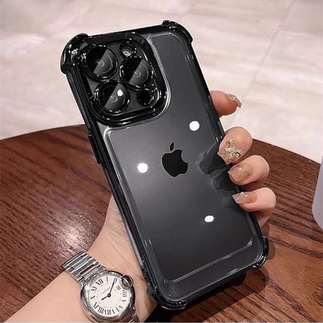 iPhone15Pro/15promaxケース 耐衝撃 レンズ保護 メッキクリアアイフォン14/13/12ケース カッコイイ[M3507]