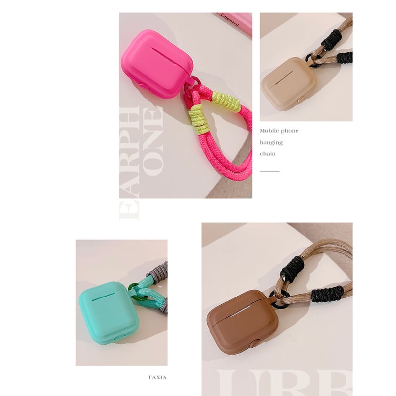 Airpods 4】ストラップ付 AirpodsPro2ケース シンプル風 airpod