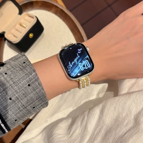 上品 AppleWatchバンド パールブレスレット  メタル AppleWatchベルト Series 11/10/9/8 SE3/2  Ultra3/2/1 高級感高品質 [M6408]