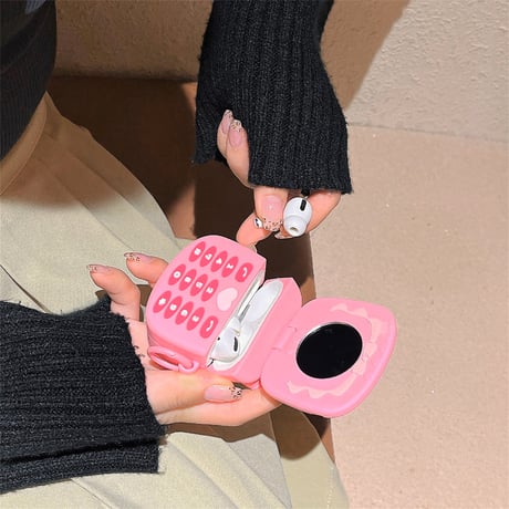 【Airpods 4】可愛いピンク Airpodspro2/proケース 鏡付 シリコン Airpods3/2カバー リング付き  ギフトに最適[M4553]