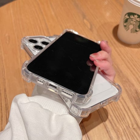耐衝撃加工 iphone14plus/14promaxケース  黄ばまないiphone13/12promaxカバー  高透明感 シンプル風 金属ボタン [M2330]