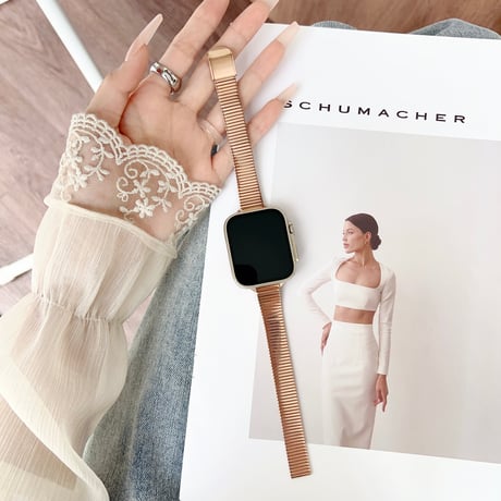 高級感 Applewatch Series10バンド 金属 Ultra2/1/SE(第2/1世代)/Series9/8/7/6/5/4/3/2/1アップルウォッチバンド エレガント[M4873]