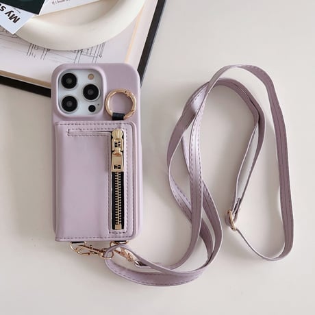 iPhone15/15proケース カード収納/小銭入れ  レザー アイフォン14/13/12ケース ストラップ 高品質 多機能[M3536]