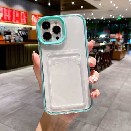 ICカード入れ iphone14pro/15proケース  カラー枠 頑丈iphone13/12/11proカバー   シンプル  お揃い 使いやすい 定番[[M2663]
