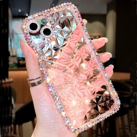 ダイヤデコ iPhone16/16Pro/16Plusケース キラキラおしゃれ iPhone15/14Pro/SEクリアケース 透明 きれい [M4640]