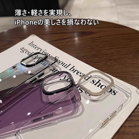iPhone16Pro/16ProMaxケース クリア 金属カメラ枠 黄ばまない アイフォン15プロ/14/13proカバー 薄型軽量 頑丈 [M4671]