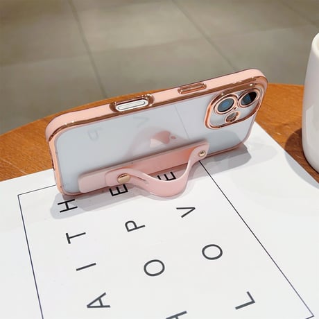 ベルト付 iPhone16/17proケース メタルカラー 黄ばまない iPhone15promax/14proカバー スタンド機能 高級感 [M5609]