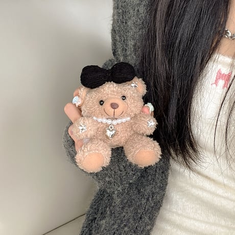 クマぬいぐるみ Airpods4/3/Pro2ケース  もこもこ エアーポッズケース 柔らかい 手さわりいい プレゼントにおすすめ[M3785]