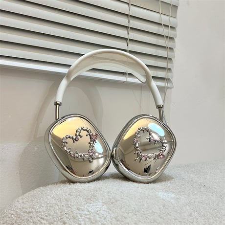 ミラー付 AirPodsMaxケース 艶感メッキ エアーポッズ マックス専用カバー おしゃれ 可愛い 今流行る[M5138]