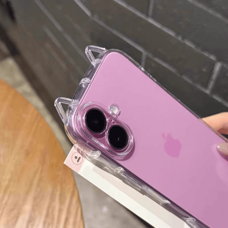 猫の耳 iPhone16/16Proケース 高透明 iPhone15Plus/14pro/SEカバー フィット感 推し活におすすめ 自由アレンジ[M5363]