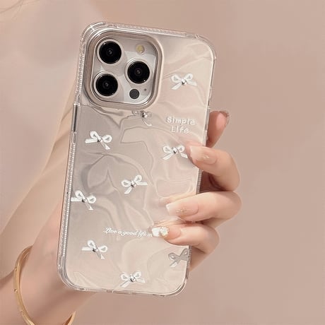 リボン柄 iPhone15pro/15ケース キラキラ アイフォン14ProMax/13pro/12ケース かわいい 女子力アップ[M4514]