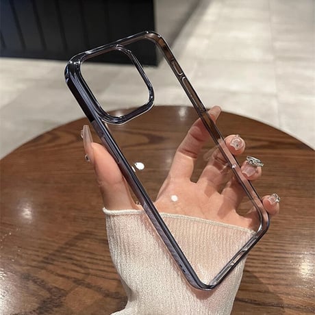 ナチュラル/ブルーチタニウム iPhone15Pro/15ProMaxケース  黄ばまない メッキ高品質 軽量 頑丈 耐久性 iPhone14/13proハードケース[M3544]
