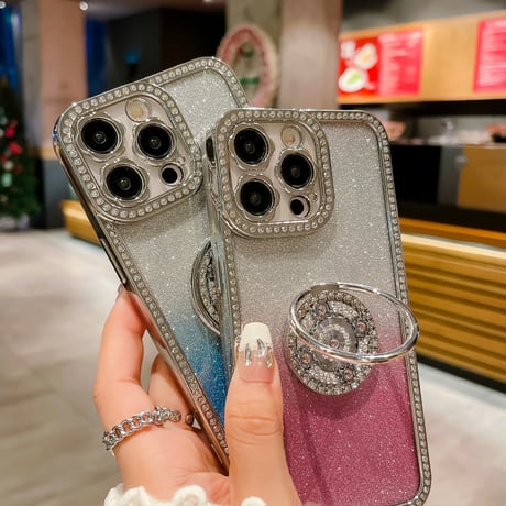 ジュエリー iPhone15/15Proケース リング付き iPhone14/13/12Proケース  インナーシート付 花レンズ 高機能 [M3904]
