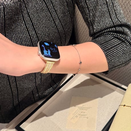 上品 AppleWatchバンド キラキラダイヤ  AppleWatchベルト Series 11/10/9/8 SE3/2  Ultra3/2/1 メタルリック 高級感たっぷり[M6475]