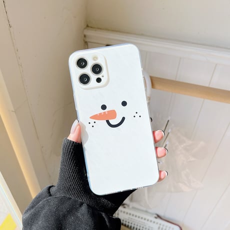iphone13mini/13proケース 笑顔の雪だるま/サンタ  お揃い iphone12mini/11proカバー   可愛いファッションM1366