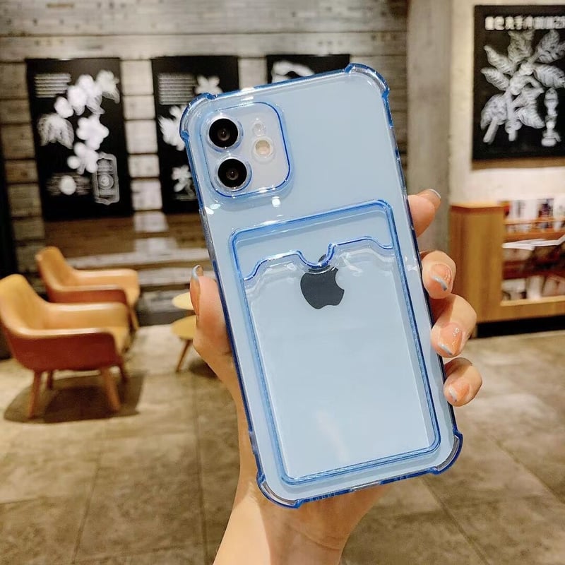 カード収納 背面ポケット iphone15/14proケース 薄型透明iphone13/12/