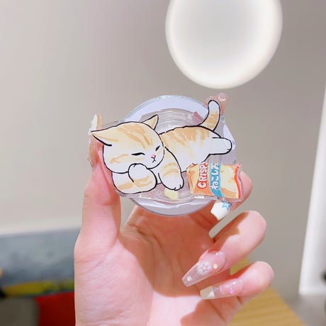 Panda Catスマホグリップ マグセーフ式 折り畳み式グリップトーク パンダ 卓上スタンド機能付き 耐久性あり ギフトに最適[M3749]