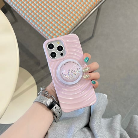 動くダイヤ入り スマホグリップ  花柄/リボン 可愛い マグネットタイプ  スマホスタンド キラキラ艶感 実用 女子力アップ プレゼントにおすすめ[M4423]