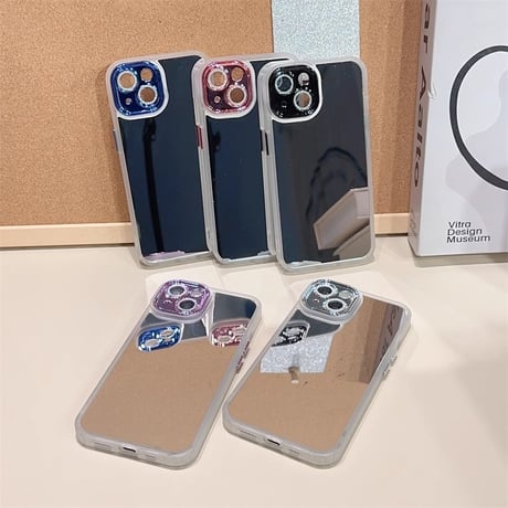 キラキラレンズフイルム付 iPhone15/15proカバー ミラー iPhone14promax/13pro/12ケース 割れない 頑丈[M4260]