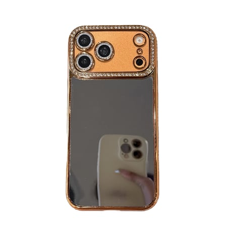 ジュエリーミラー iPhone17Pro/17ケース メタリックカラー iPhone16/15ProMax/14ケース ラグジュアリー感 キラキラライン 大人気 レンズ保護[M6234]