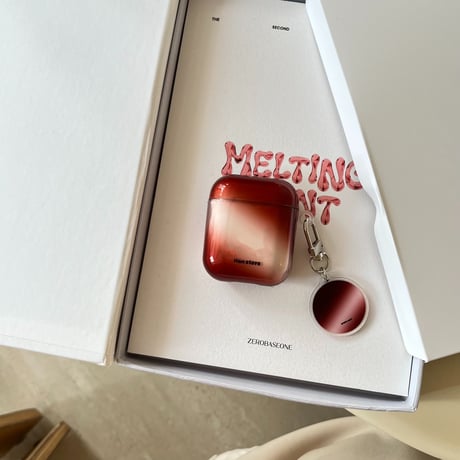 グラデーションカラー ワインレッド Airpods 4ケース ホルダー付 かわいい Airpods3/Pro2ケース airpodspro2カバー  シック ファッション[M5083]