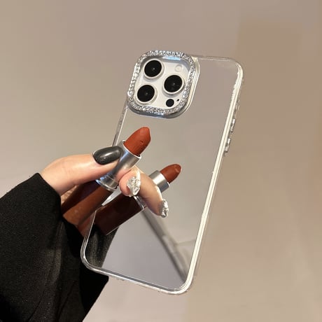 メイク直し鏡 iPhone16pro/17ケース ジュエリーデコ iPhone15pro/14plus/13promaxカバー  高級感 丈夫 [M5503]