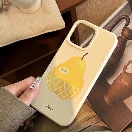 梨柄 iPhone16/16proケース シリコン iPhone15promax/14/13カバー シンプル 人気 女子力アップ [M5375]