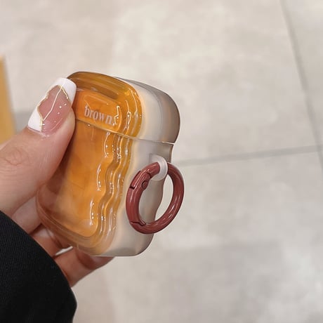 暈し染め 茶色 iphone14pro/13promaxケース 高級感 お揃い AirpodsPro2カバー 高品質  綺麗 黄ばまない 可愛い[M2658]