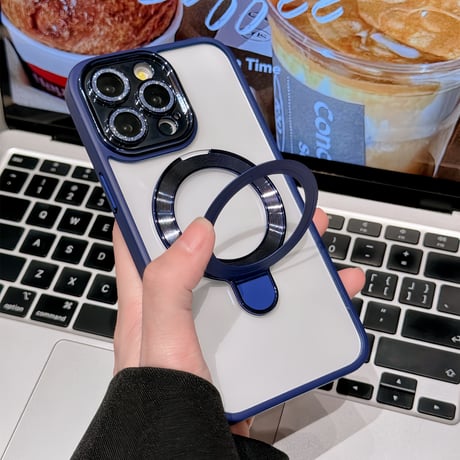 コスパ最強 iPhone15pro/15promaxケース  MagSafeリングスタンド キラキラレンズフイルム iphone14/13pro/12カバー 耐衝撃 黄ばまない[M4110]