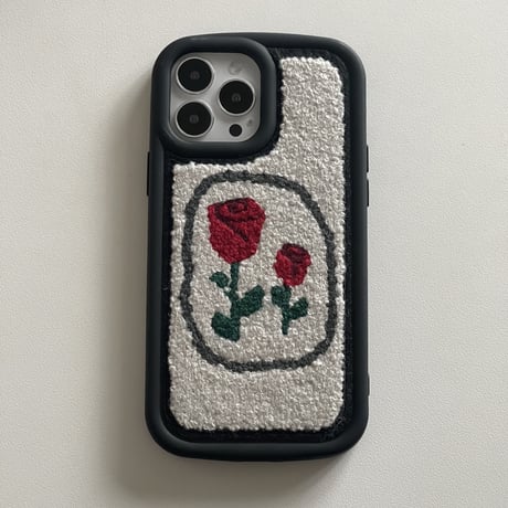 刺繡 薔薇柄 iphone14pro/14promaxケース  シック iphone13/12/11カバー  耐衝撃 高級感 頑丈[M2498]