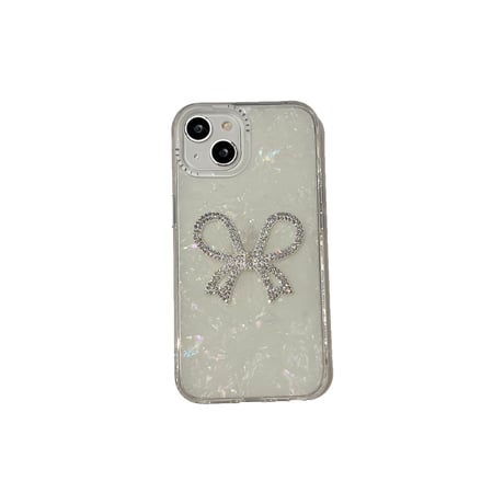 ジュエリーリボン iPhone15/15proケース シェル iPhone14/13pro/12ケース  オシャレキラキラ 女子力アップ[M3871]