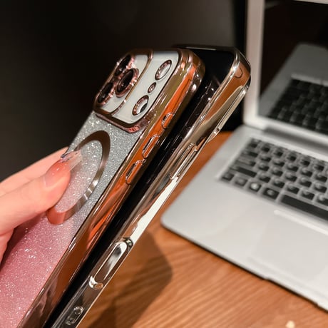 キラキラ iPhone17Pro/17ケース Magsafe充電 iPhone17Air/ProMaxケース ラメインナーシート付 [M5675]
