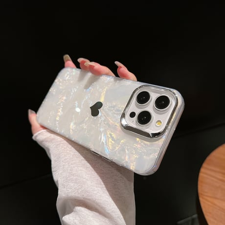 ハート柄 iPhone15Pro/16plusカバー シェル風/ラメ入り 透明アイフォン14プロ/13/12ケース きれい 黄ばまない[M4417]
