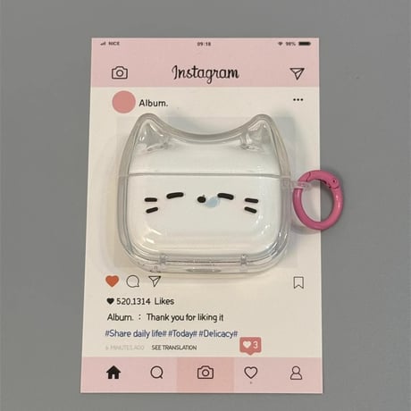 耳付 猫柄 Airpods 4ケース 透明 Airpodspro2/proカバー リング付 Airpods第3/2世代 かわいい プレゼントにおすすめ[M5056]