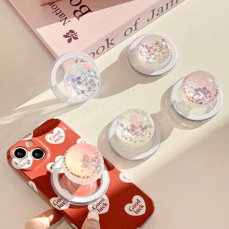 動くダイヤ入り スマホグリップ  可愛い オシャレ 綺麗  スマホスタンド キラキラ艶感 実用 マグネットタイプ 女子力アップ ギフトにおすすめ[M4023]