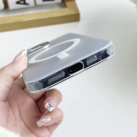 Magsafe スタンド付 iPhone15/15Proケース  レーザー色 iPhone14Pro/13/12proカバー マットキラキラ[M3766]