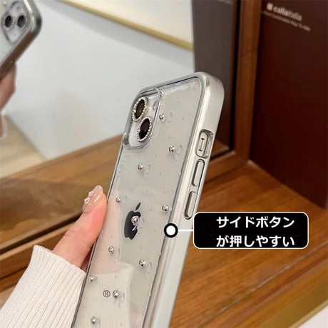 おしゃれストラップ付 iphone15/14proケース  リボン柄  iphone13pro/12/11カバー 黄ばまない 可愛い きれいめコーデ[M4331]