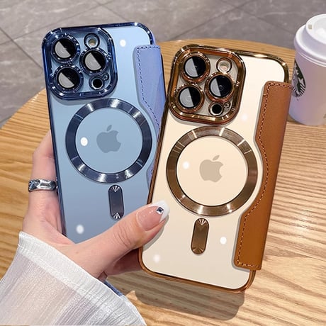 手帳型 iPhone16Pro/16ProMaxケース ICカード収納 レザーiPhone15Pro/14plus/13カバー magsafe対応 レンズカバー [M4625]