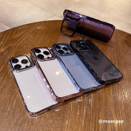 レンズカバースタンド一体型 iPhone16Pro/15ProMaxケース iPhone14pro/13promax/12クリアケース 耐久性 頑丈[M3539]