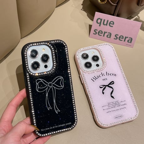 ジュエリー iPhone16/16proケース リボン柄 iPhone15Pro/14/13proカバー 可愛い キラキラ 女子力アップ [M4988]